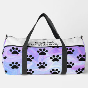 Swirl Marble Paw Print Pet monogram personalise Duffle Bag