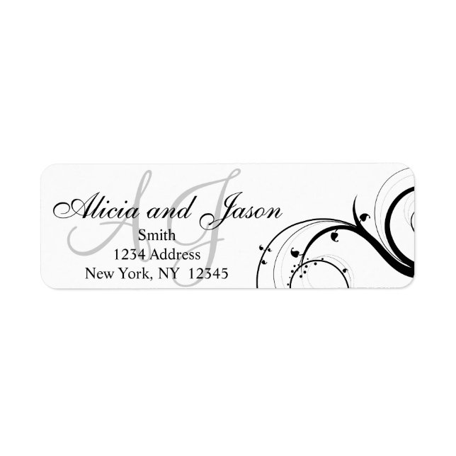 Swirl Monogram Return Address Labels (Front)