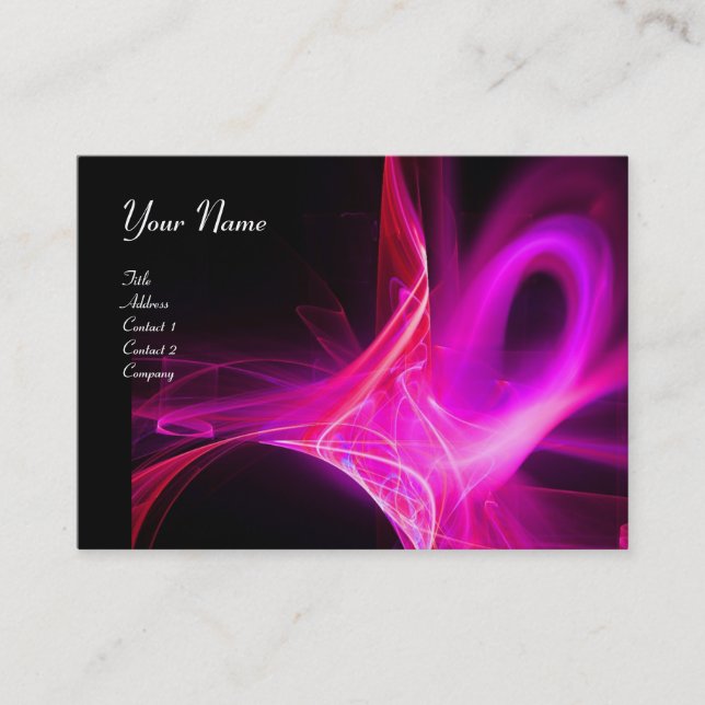 SWIRL MONOGRAM Vibrant black pink red violet Business Card (Front)