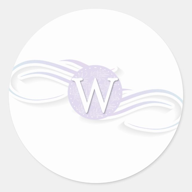 Swirl Monogram W Classic Round Sticker (Front)