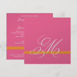 Swirl Monogram Wedding Invitation Pink Silver