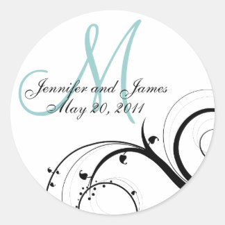 Swirl Monogram Wedding Invitation Stickers