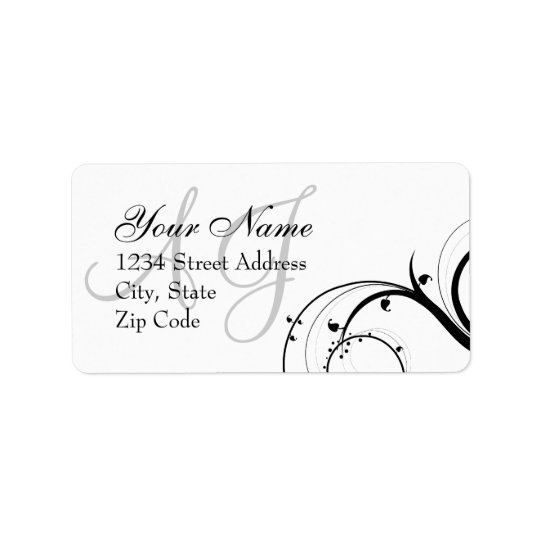 Swirl Monogram Wedding RSVP Envelope Address Label