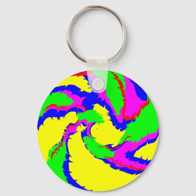 Swirl of Colourful Splatters Key Ring (Front)