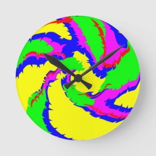 Swirl of Colourful Splatters Round Clock