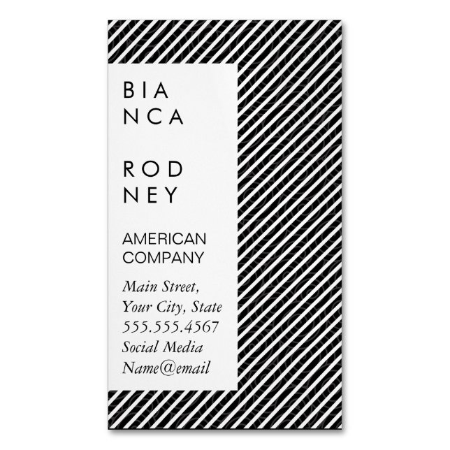 Swirl Pattern and Stripes Magnetic Business Card (Front Vertical)
