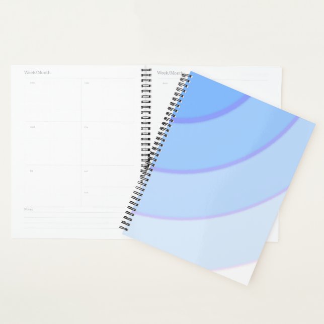 Swirl pattern pastel ombre blue planner (Display)