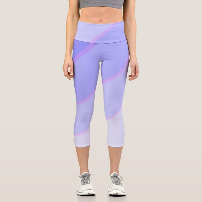 Swirl pattern pastel ombre Lilac Capri Leggings (Front)