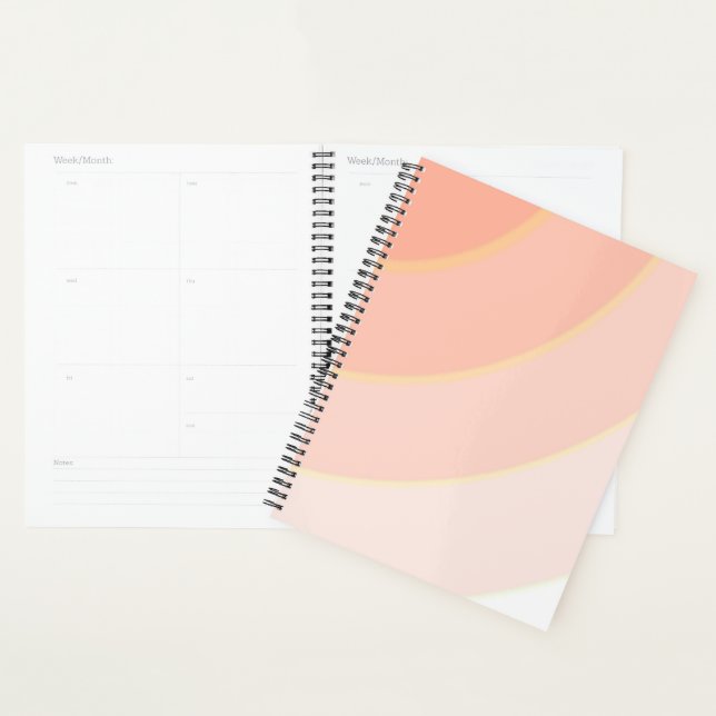 Swirl pattern pastel ombre orange & peach  planner (Display)
