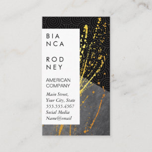 Swirl Pattern Slate Gold Spatter Business Card