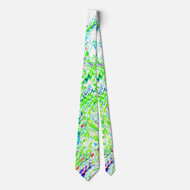 Swirl Patterns Abstract Colorful Bright Green Blue Tie (Front)