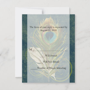 Swirl Peacock Feather -Click to View MATCHING SET- RSVP Card