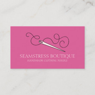 Swirl Pink Tailor Seamstress Alterations Needle Business Card