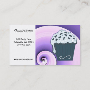 Swirl Purple and Blue Cupcake Business Card