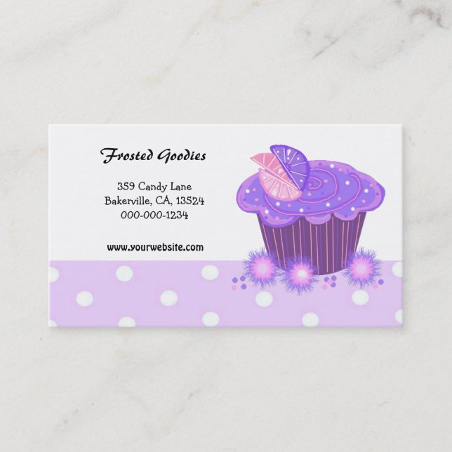 Swirl Purple Cupcake Business Card (Front)