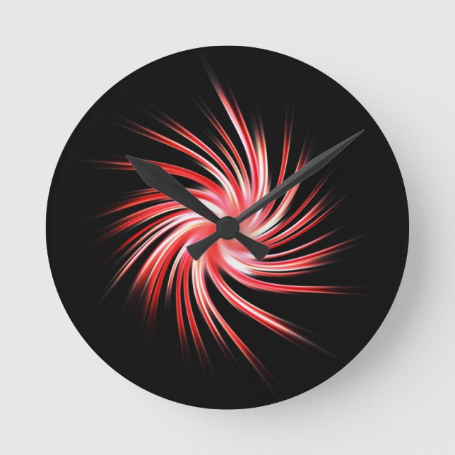 Swirl - Red White Black Round Clock (Front)