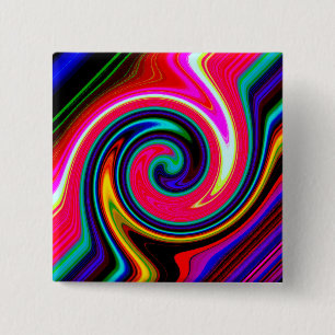 Swirl Retro Neon Red 15 Cm Square Badge