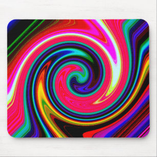 Swirl Retro Neon Red Mouse Mat