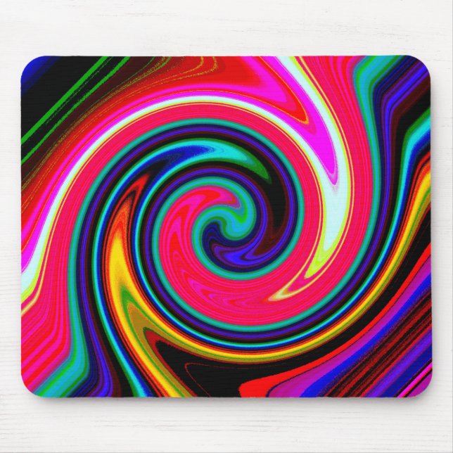 Swirl Retro Neon Red Mouse Mat (Front)