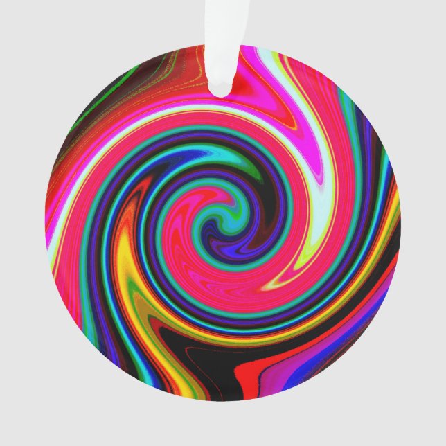 Swirl Retro Neon Red  Ornament (Front)