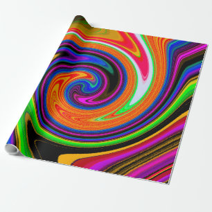 Swirl Retro Orange Wrapping Paper
