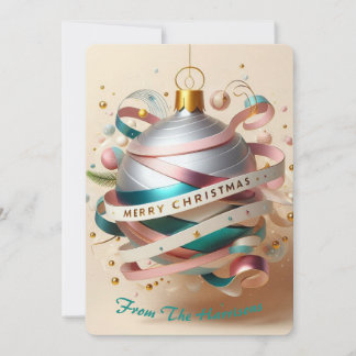 Swirl Ribbon Ornament Holiday Card