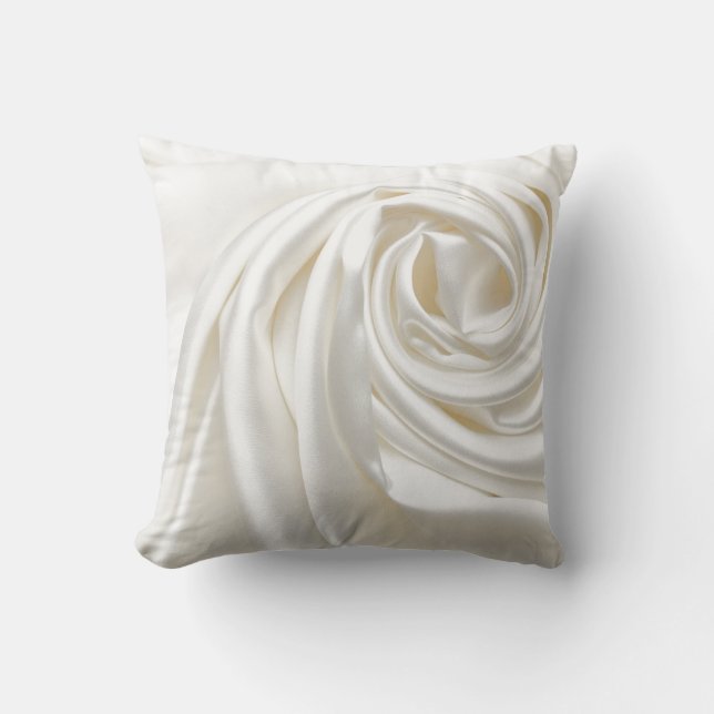 swirl satin white wedding chic textile silk style cushion (Front)