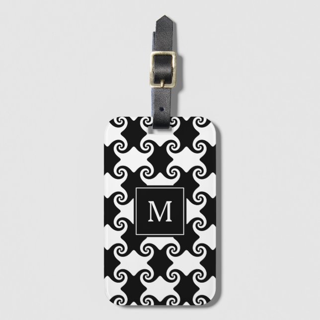 Swirl Shapes Celtic like Monogram Luggage Tag (Front Vertical)