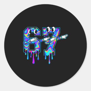 Swirl Six Seven Dab Drip 6 7 Dabbing Meme  Classic Round Sticker