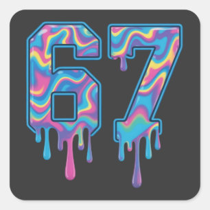 Swirl Six Seven Drip 6 7 Meme Gen Alpha Slang Square Sticker