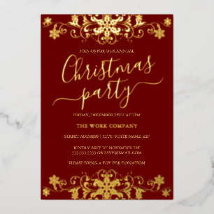 Swirl Snowflake Red Corporate Christmas Party