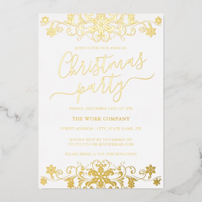 Swirl Snowflake White Corporate Christmas Party  (Front)