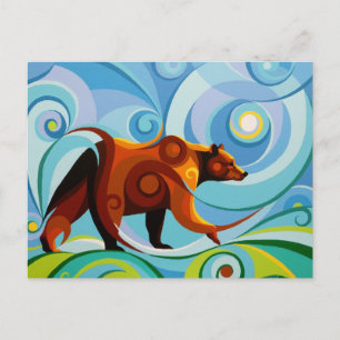 Swirl Spirits Grizzly Bear Postcard Power Animal