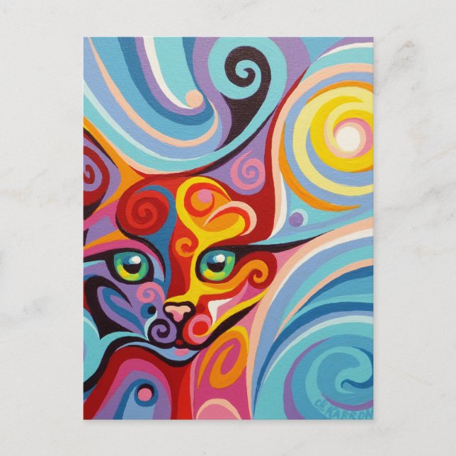 Swirl Spirits Luna Moon Cat Postcard Spirit Animal (Front)