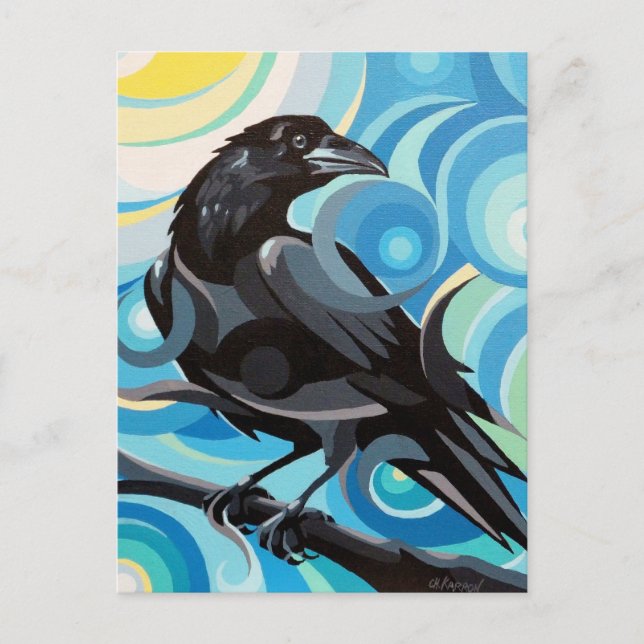 Swirl Spirits Raven Postcard Spirit Power Animal (Front)