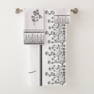 Swirl Style Flora & Foliage In Ornamental Pattern Bath Towel Set