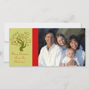 Swirl Tree Cute Birds Snowflake Merry Christmas Holiday Card