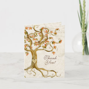Swirl Tree Roots Antique Tan Custom Thank You Note Card