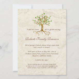 Swirl Tree Roots Antiqued Family Reunion Invite