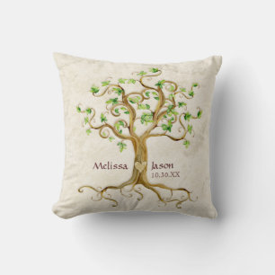 Swirl Tree Roots Antiqued Family Reunion Invite Cushion