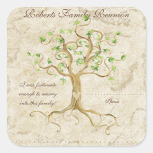 Swirl Tree Roots Antiqued Family Reunion Name Tags