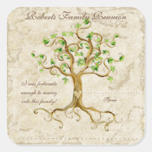 Swirl Tree Roots Antiqued Family Reunion Name Tags