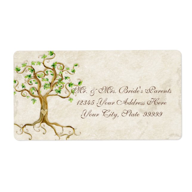 Swirl Tree Roots Antiqued Parchment Wedding Spring (Front)