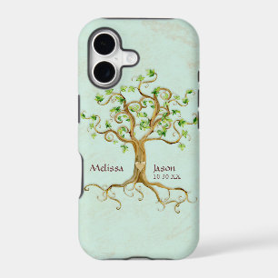 Swirl Tree Roots Antiqued Personalised Names Heart