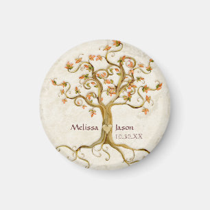 Swirl Tree Roots Antiqued Personalised Names Heart Magnet