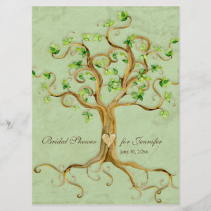 Swirl Tree Roots Antiqued Sage Bridal Shower Invitation