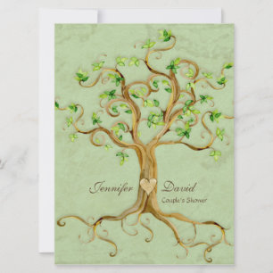 Swirl Tree Roots Antiqued Sage Couples Shower Invitation