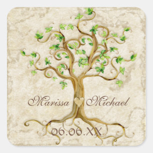 Swirl Tree Roots Antiqued Wedding Matching Seals