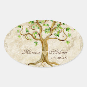 Swirl Tree Roots Antiqued Wedding Matching Seals