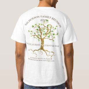 Swirl Tree Roots Family Reunion Add Your Names T-Shirt